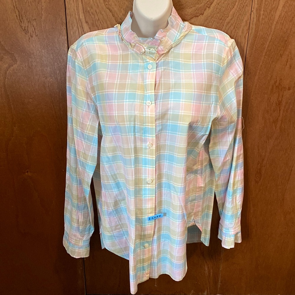 J.Crew cotton/silk plaid top
